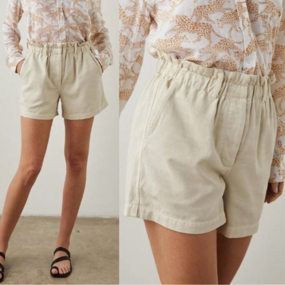 Rails Beige High-Waist Paperbag Shorts